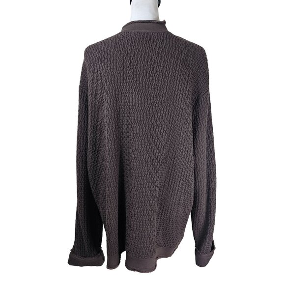 VTG Talbots Cotton Brown Waffle Knit Cardigan Jacket 3X Hidden Snap Distressed - Picture 3 of 9